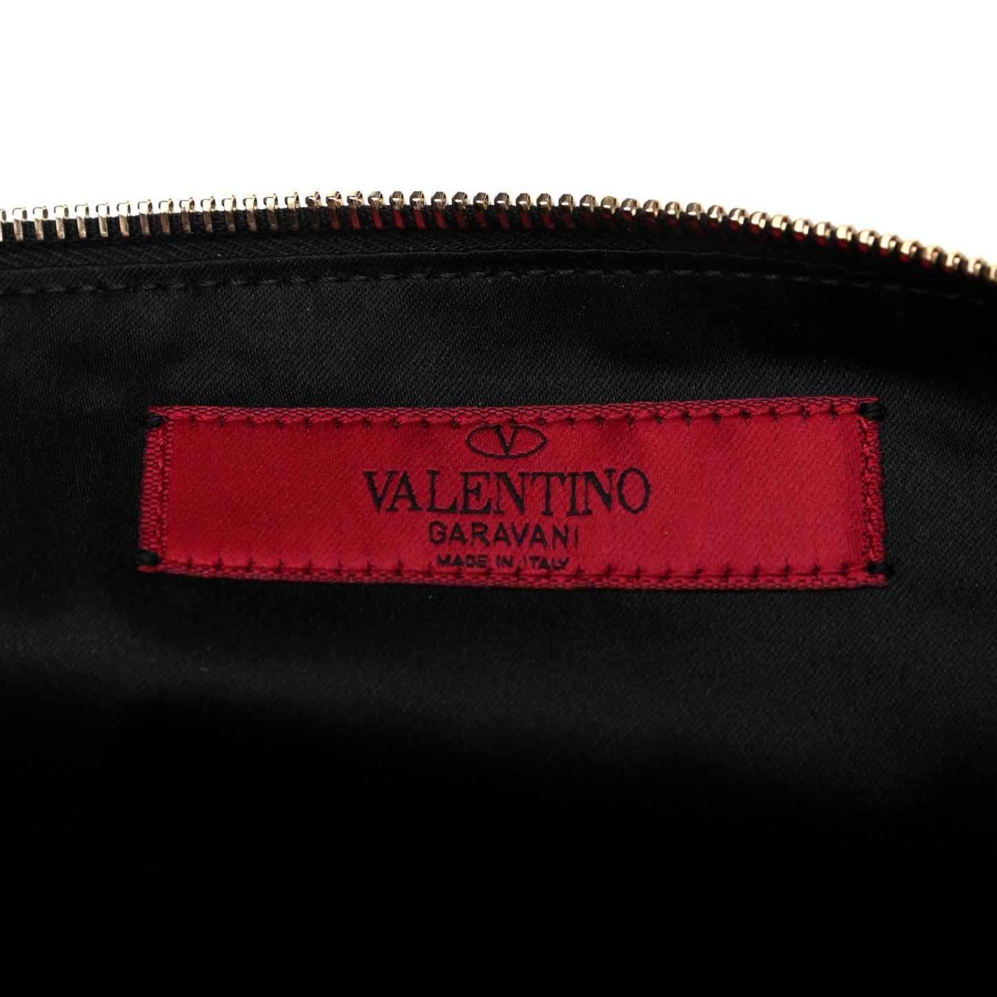 Vitello Large Rockstud Zip Pouch Black