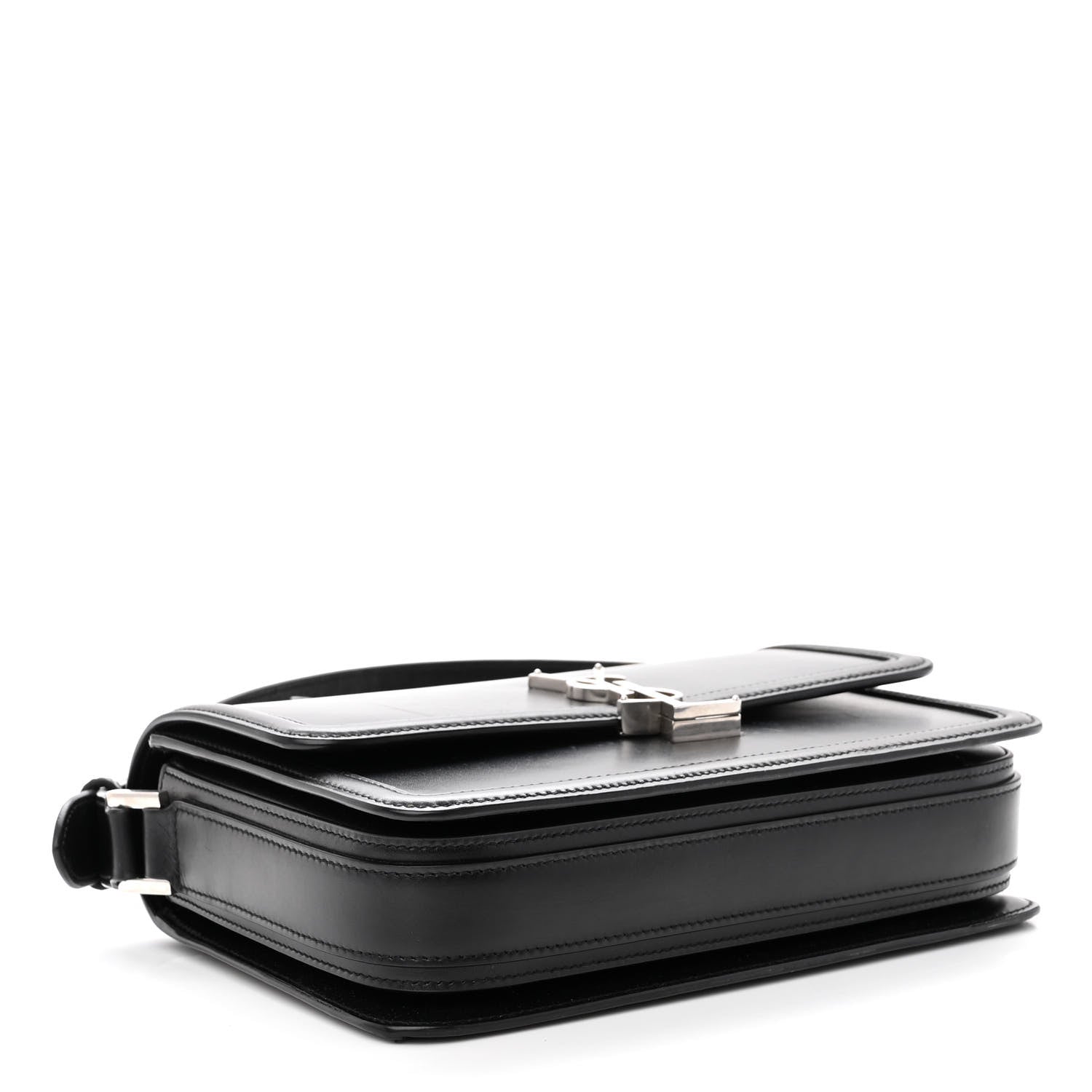 Saint Laurent Box Calfskin Monogram Medium Solferino Satchel Black 4 of 12