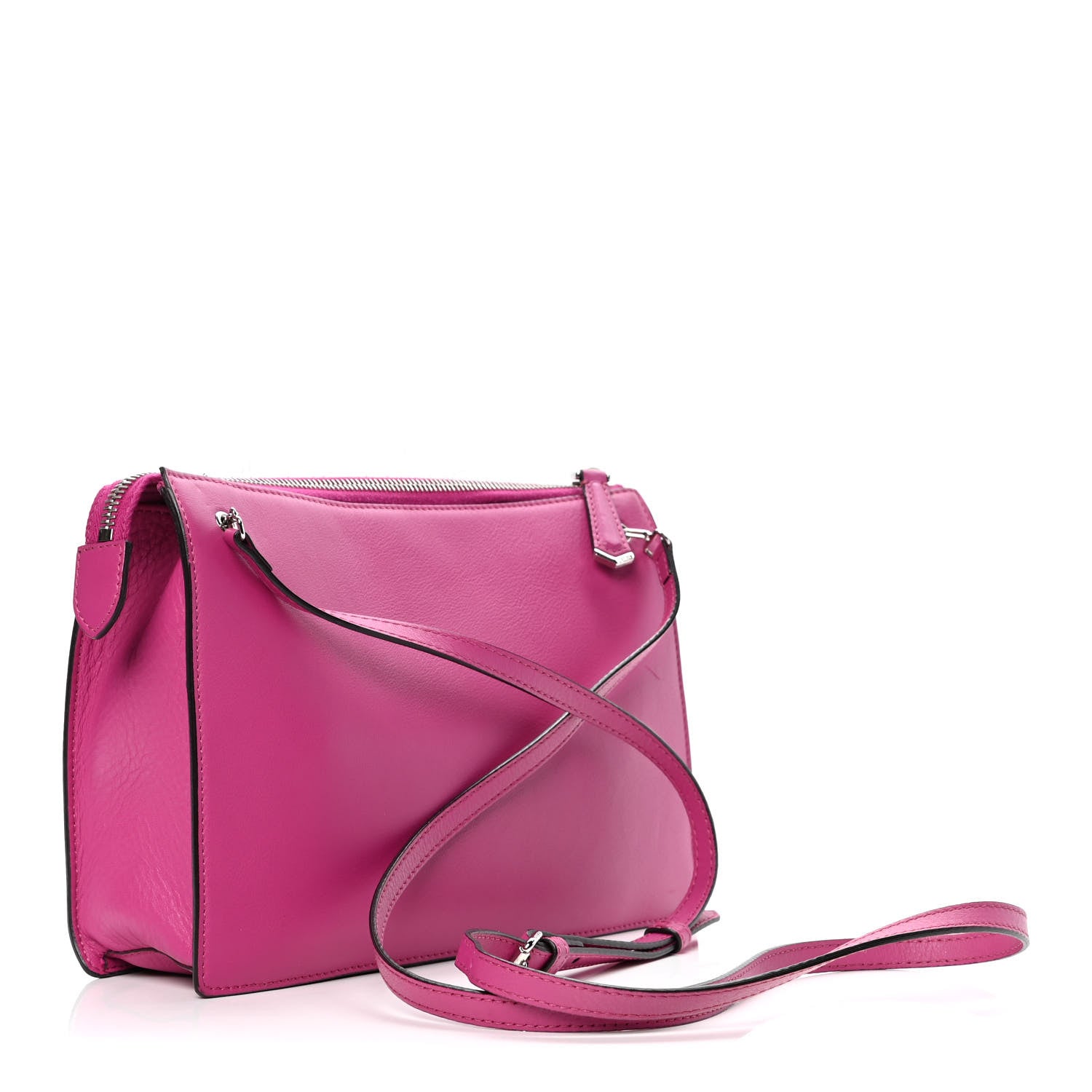 Fendi Vitello Dolce Fox Fur Monster Eyes Mini 2Jours Pouch Magenta 2 of 4