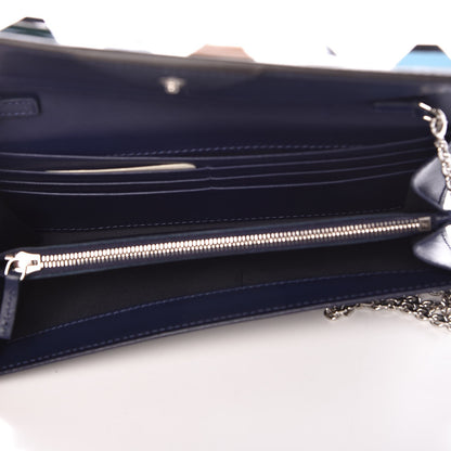 Fendi Vitello Liberty Studded Continental Wallet On Chain Blueberry Multicolor 5 of 8