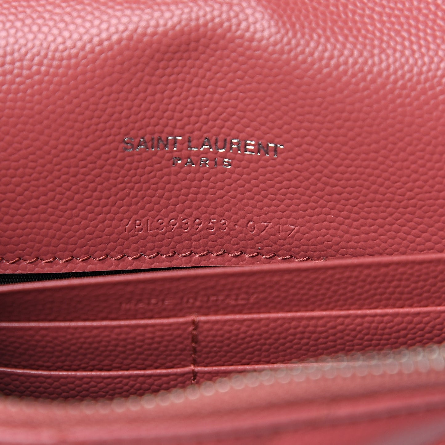Grain De Poudre Matelasse Chevron Monogram Envelope Chain Wallet Blush Fonce
