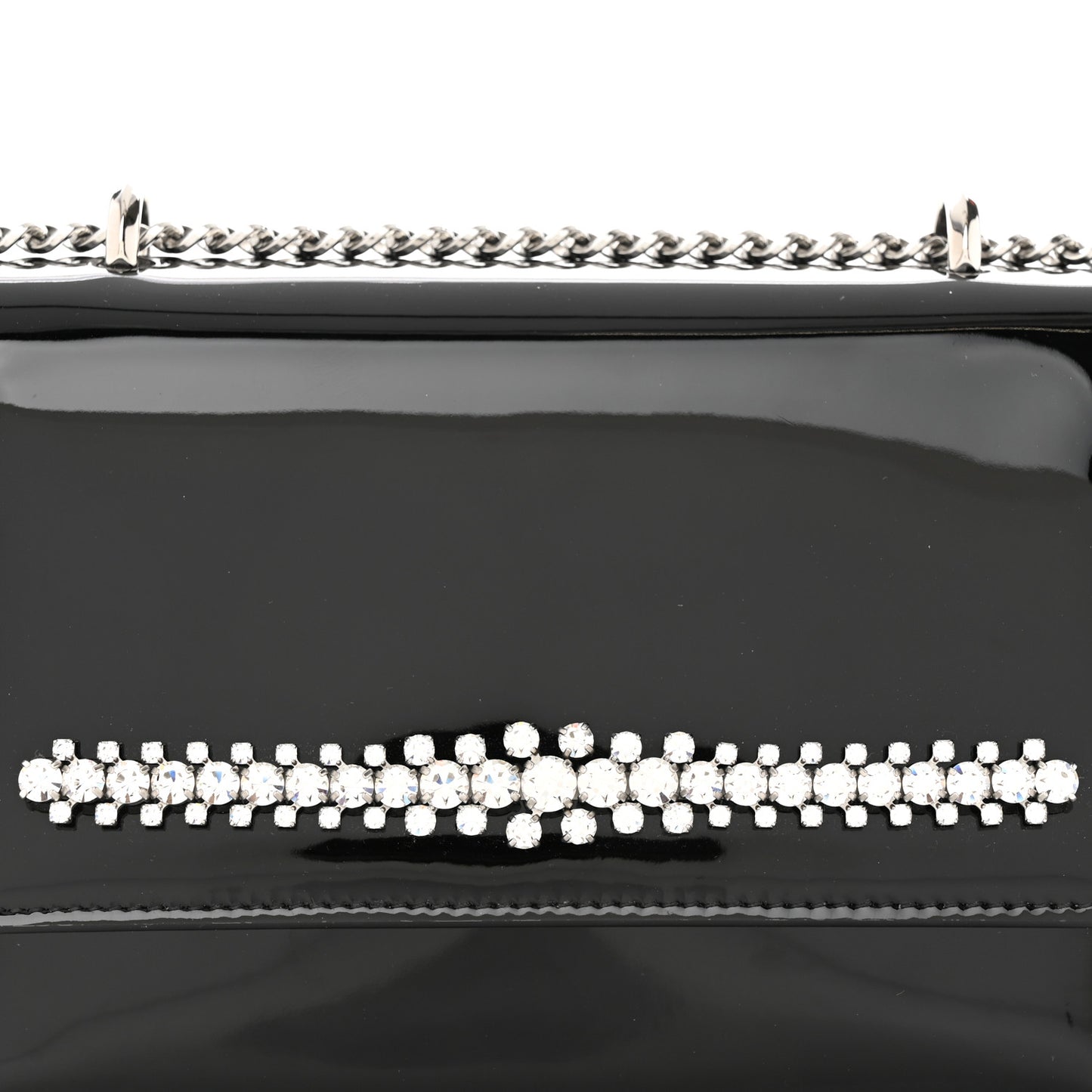 Patent Crystal Embellished Bing Bohemia Crossbody Bag Black