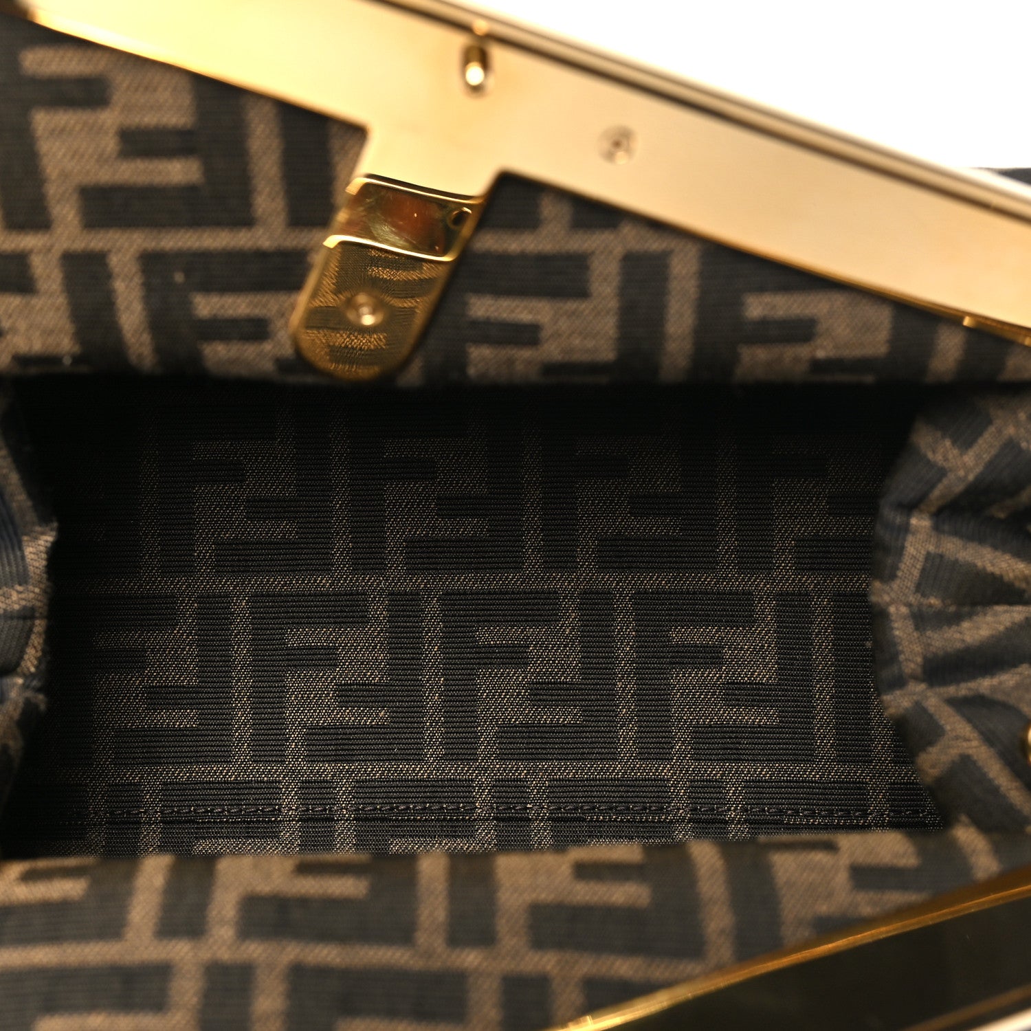 Fendi Shiny Nappa Fabric Jacquard FF 1974 Midi Fendi Tobacco Moro