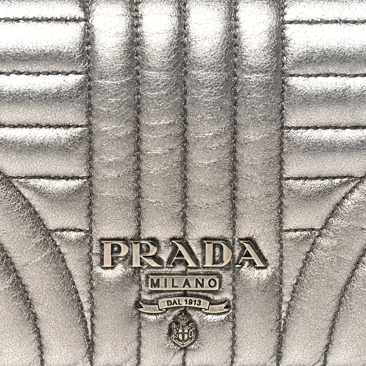 Metallic Nappa Mini Impunture Diagramme Mini Crossbody Bag Cromo
