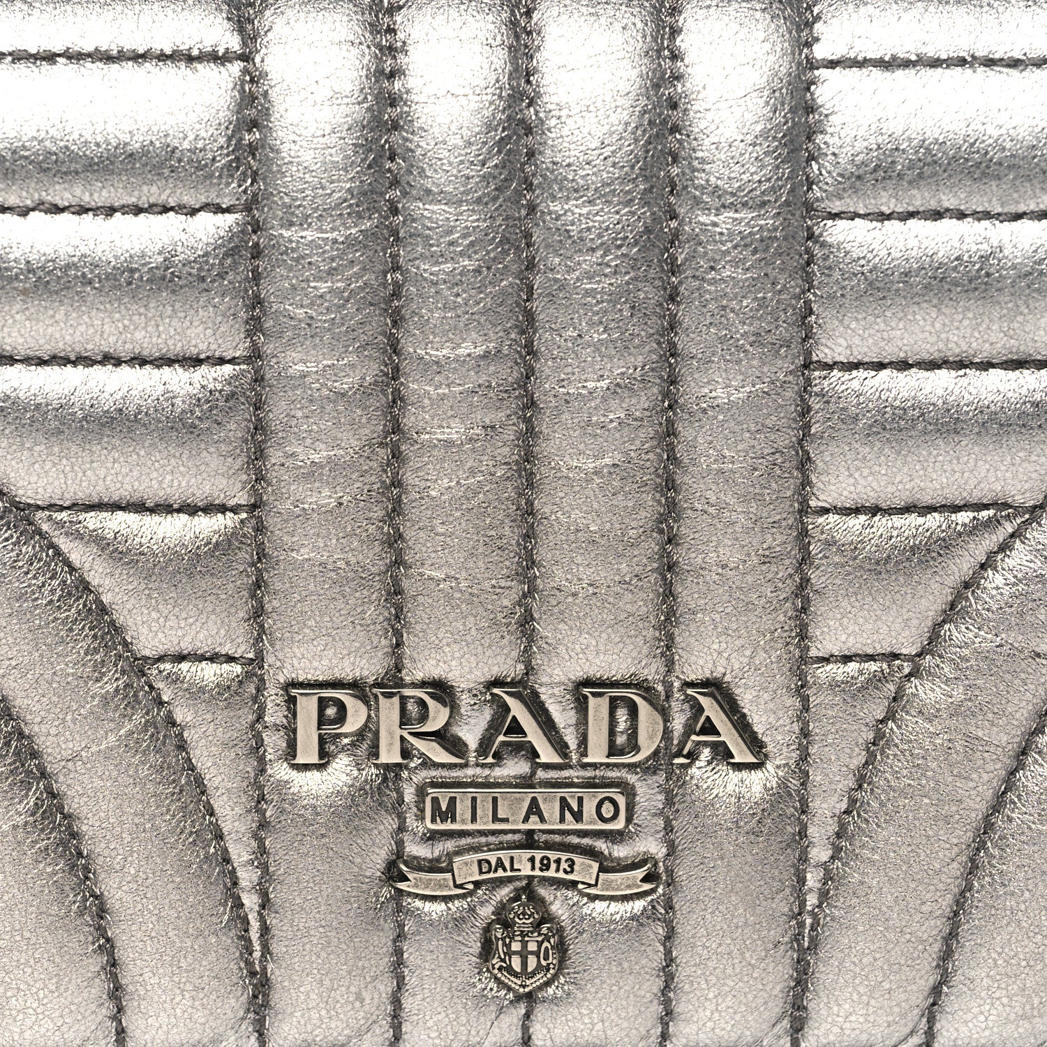 Prada Metallic Nappa Mini Impunture Diagramme Mini Crossbody Bag Cromo 8 of 12