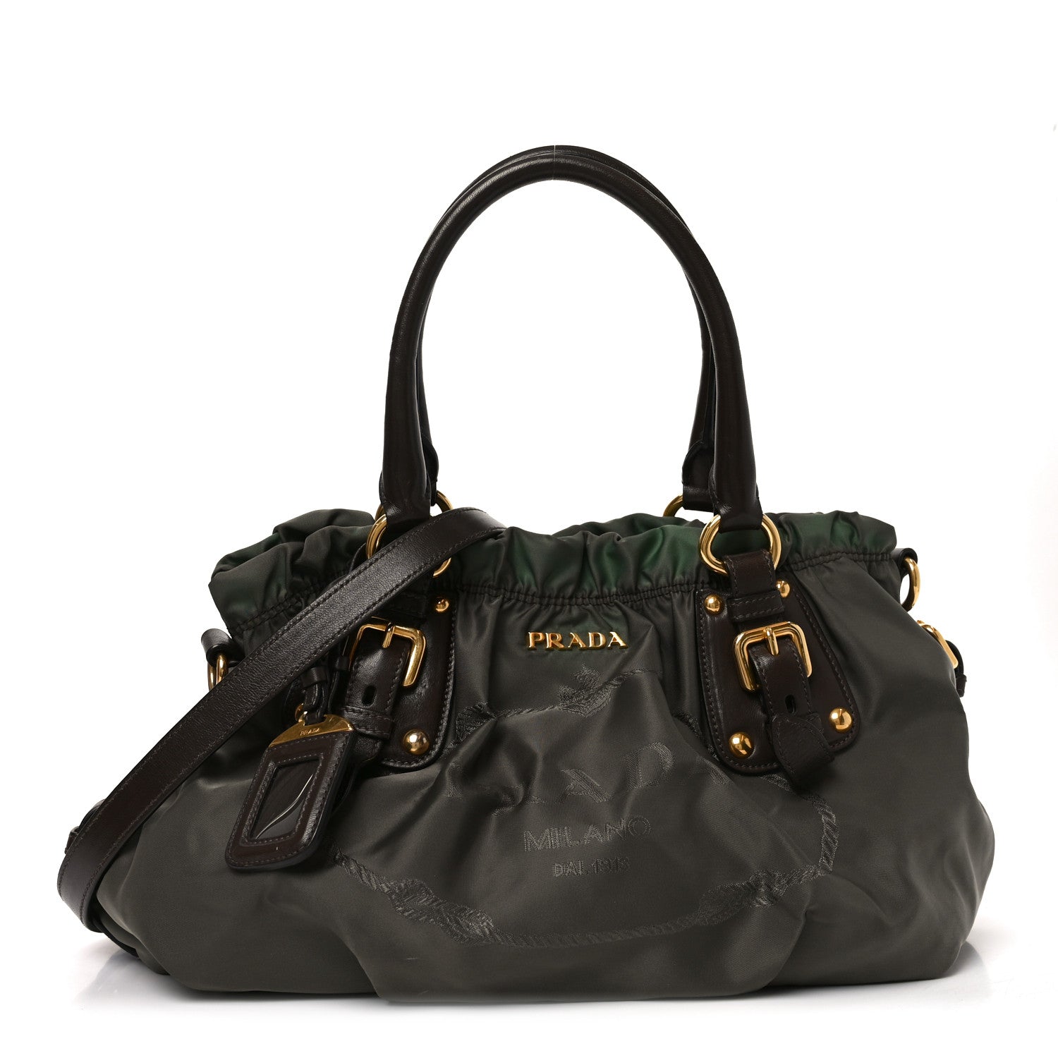 Prada Tessuto Nylon Jacquard Logo Tote  Bruciato Sughero 1 of 9