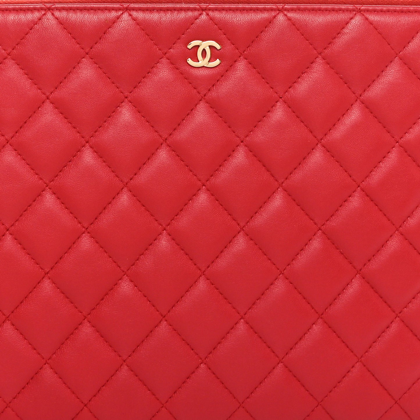 Lambskin Quilted Medium Cosmetic Case Red