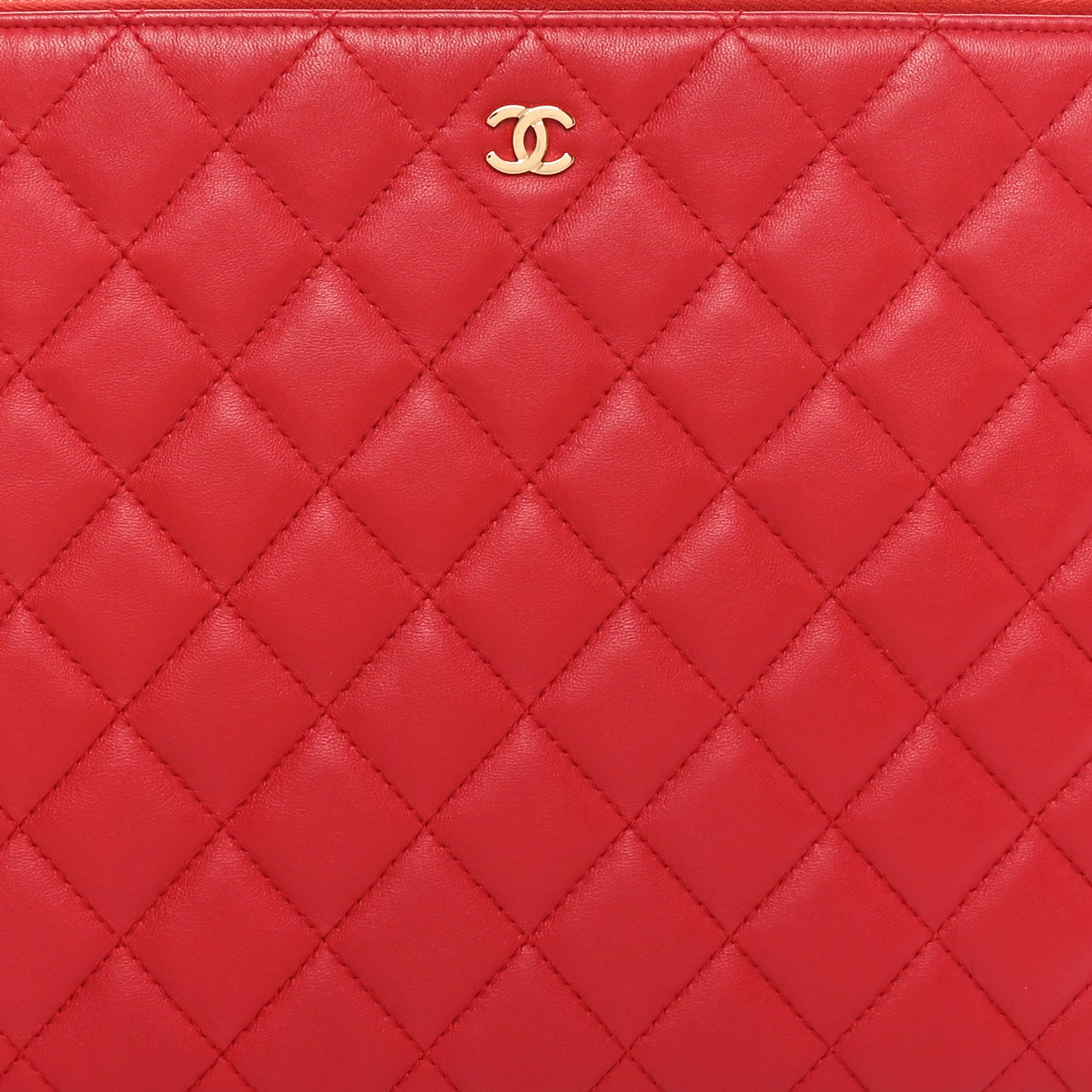 Chanel Lambskin Quilted Medium Cosmetic Case Red 8 of 9