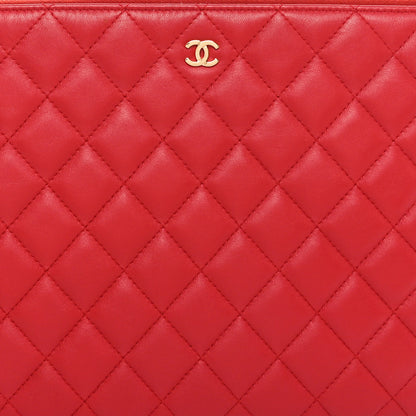 Chanel Lambskin Quilted Medium Cosmetic Case Red 8 of 9