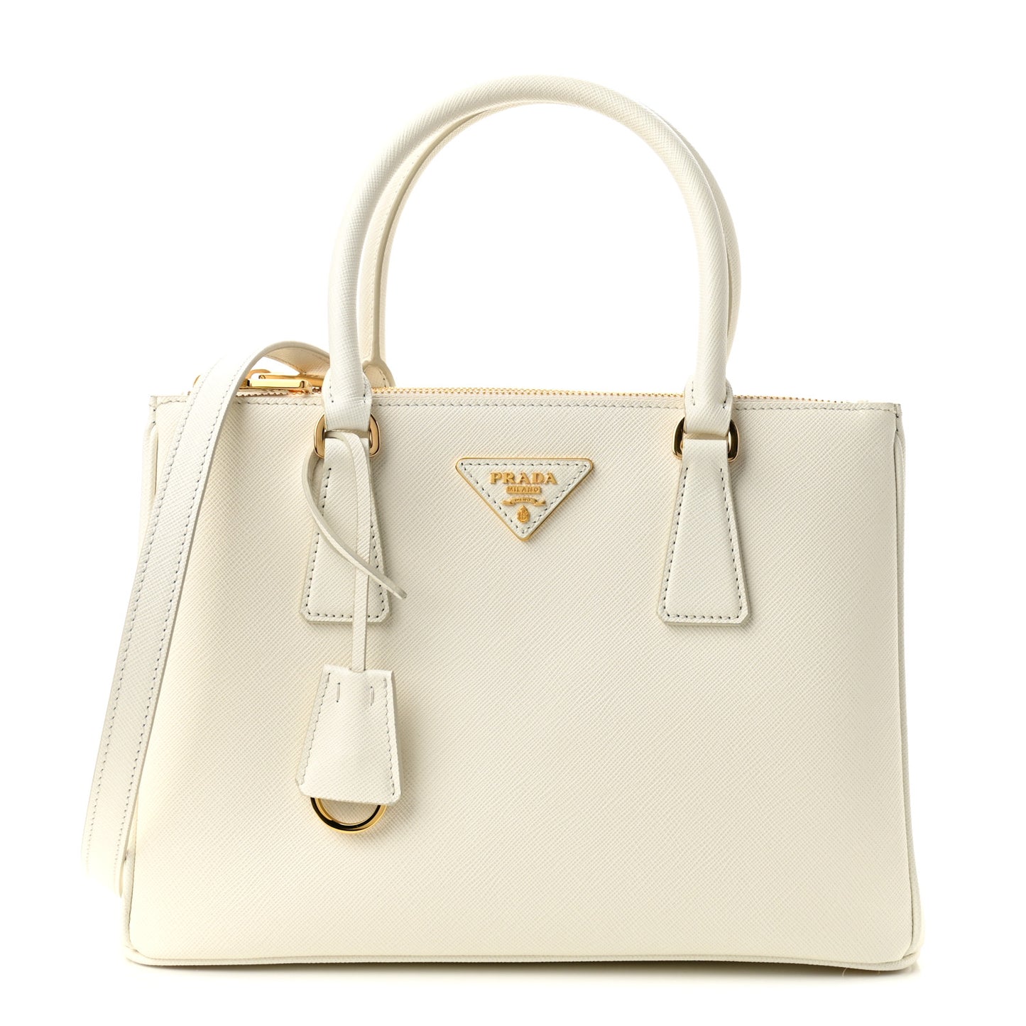 Saffiano Small Galleria Double Zip Tote Talco
