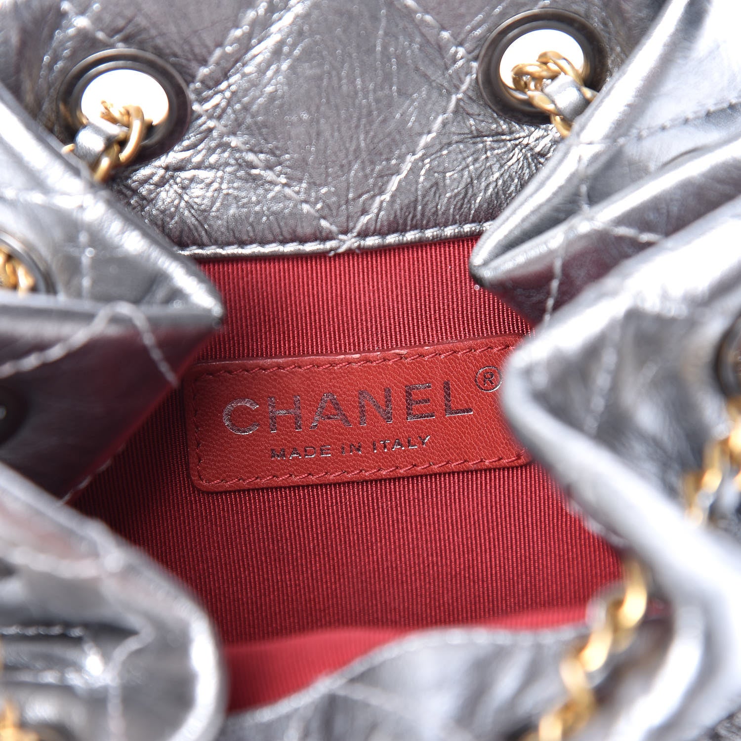 Chanel Metallic Crumpled Calfskin Quilted Gabrielle Backpack Silver 6 of 17
