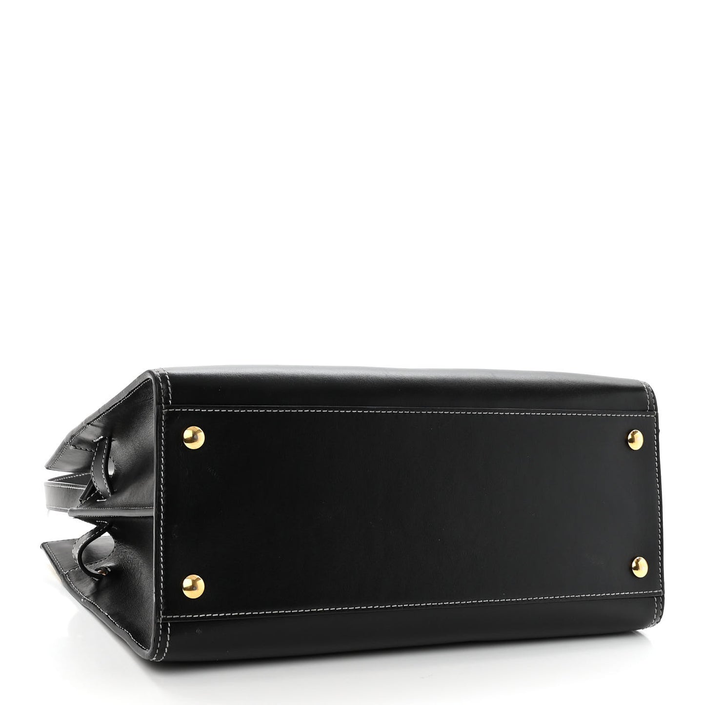 Calfskin Small Two Handle Title Bag Black