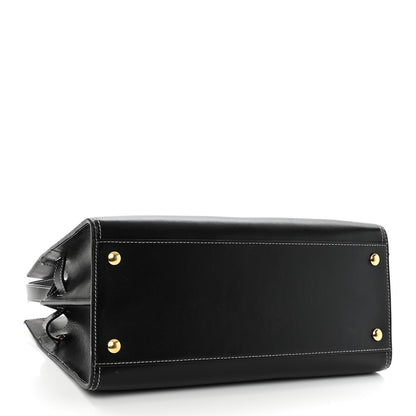 Burberry Calfskin Small Two Handle Title Bag Black 4 of 9
