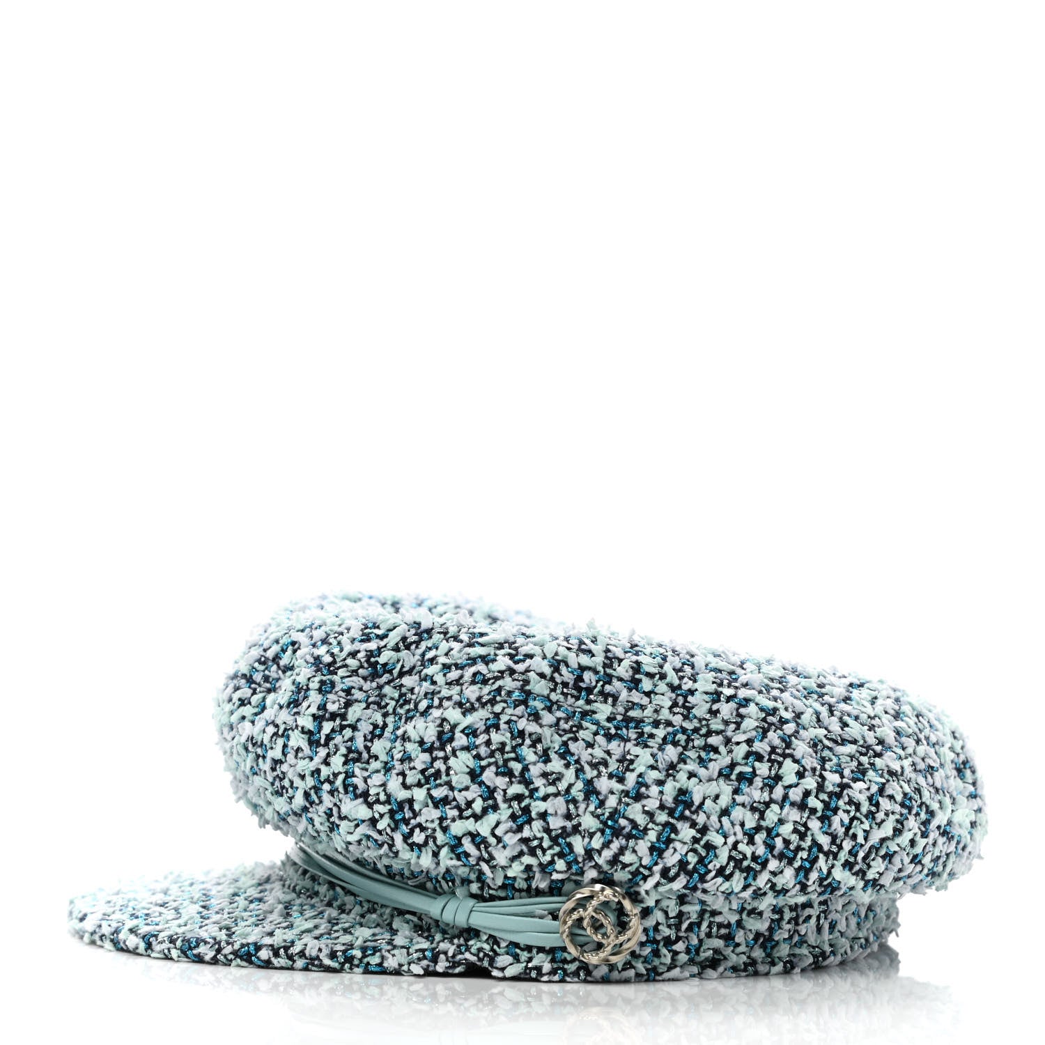 Chanel Metallic Tweed Lambskin CC Cap M Black Blue Multicolor 4 of 9