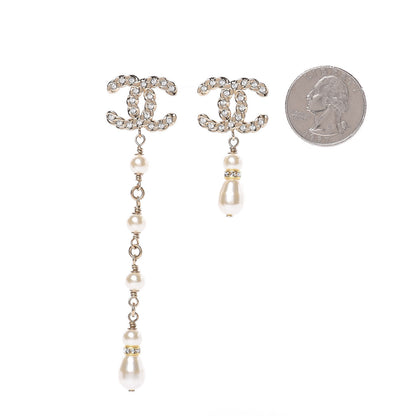 Chanel Crystal Pearl Pearls Coronation Uneven Earrings Gold 2 of 5