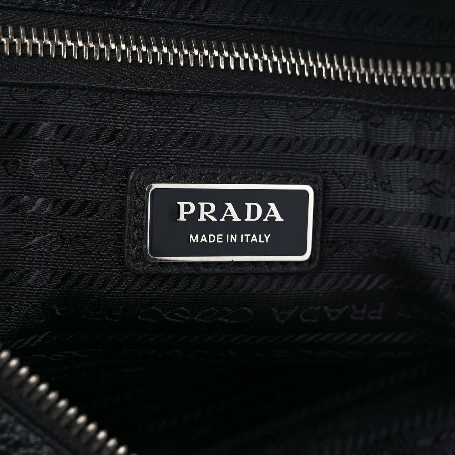 Prada Vitello Daino Triangle Logo Embossed Shoulder Bag Black 6 of 10