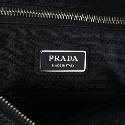 Prada Vitello Daino Triangle Logo Embossed Shoulder Bag Black 6 of 10