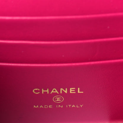 Chanel Lambskin Resin Quilted Vanity Case With Chain Fuchsia 5 of 8