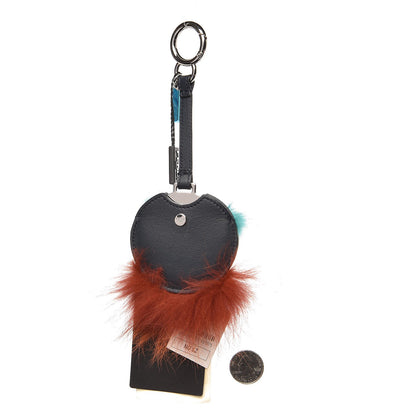 Fendi Vitello Dolce Fox Mink Fur Monster Bag Bug Mirror Charm Lavagna Rust Turquoise 2 of 2