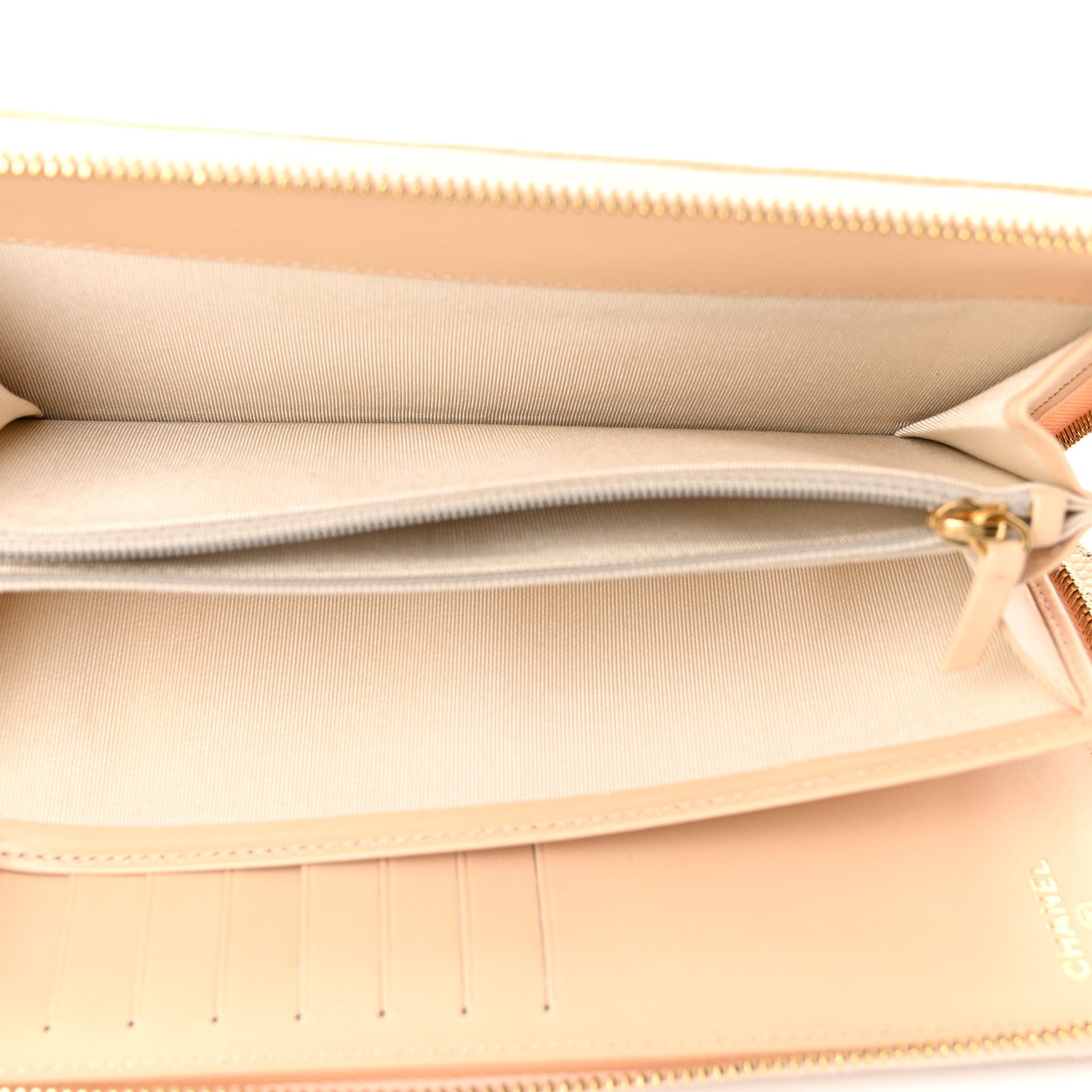Chanel Caviar Quilted Large Zip Around Organizer Wallet Beige 6 of 10