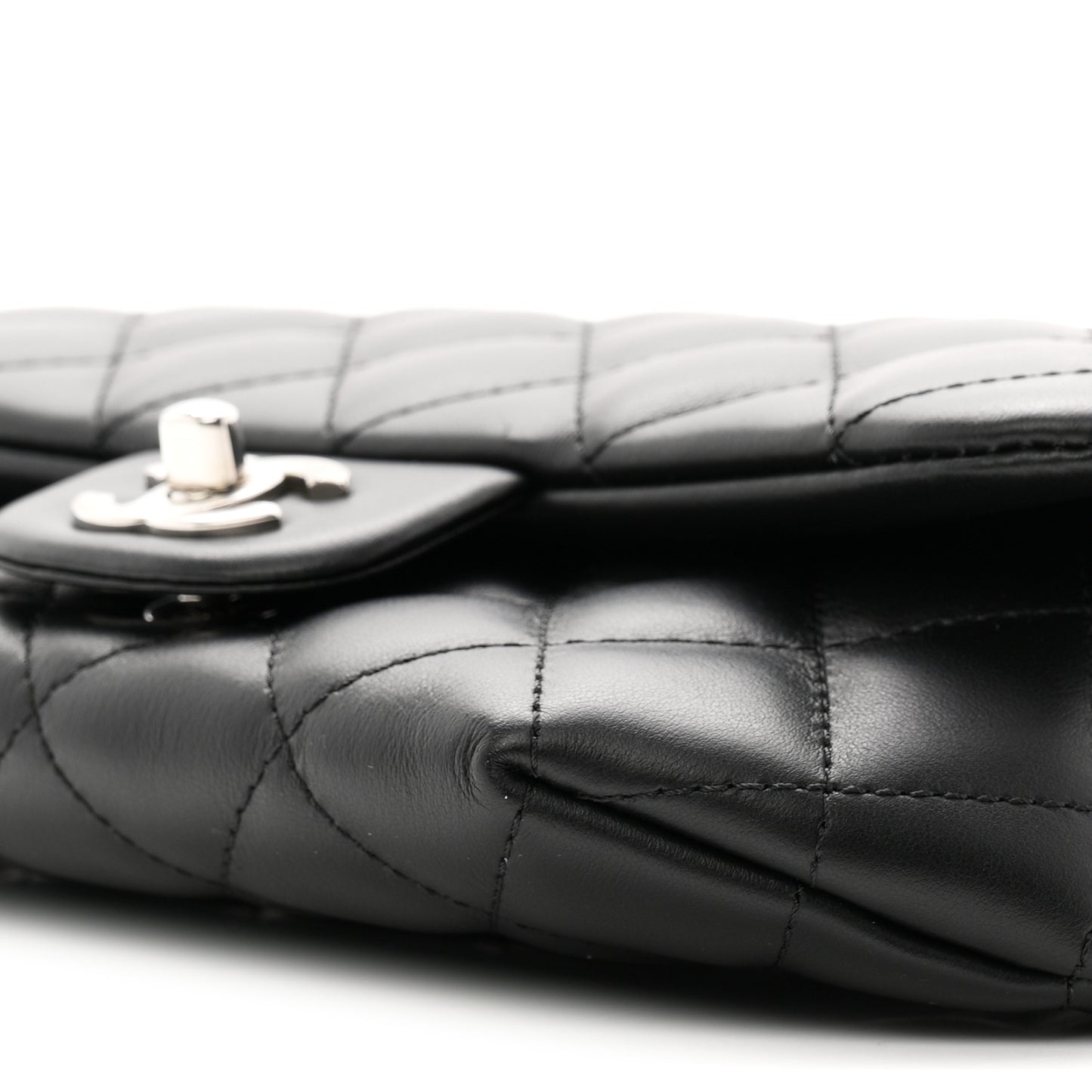 Calfskin Quilted CC Uniform Flap Belt Bag Black