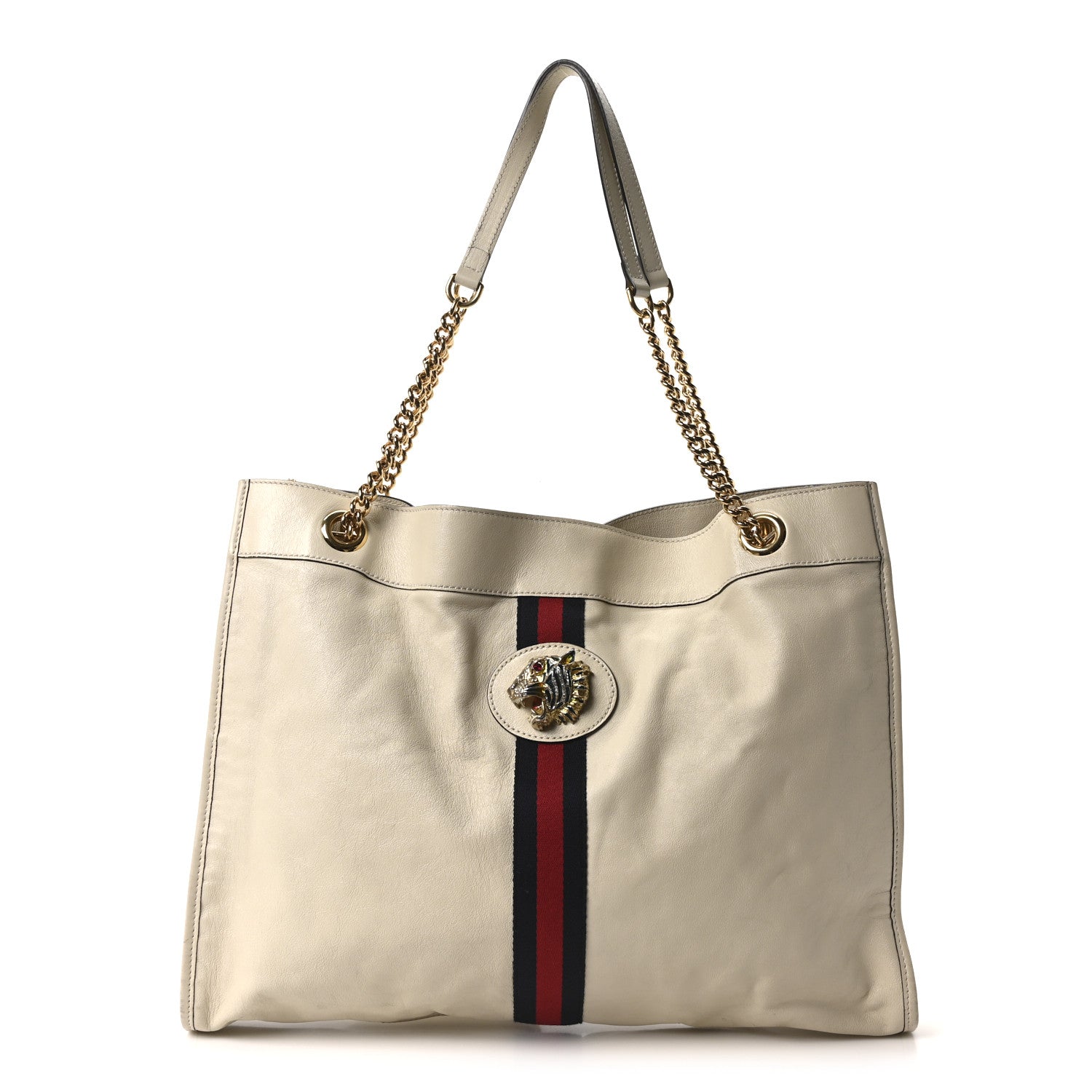 Gucci Calfskin Large Rajah Chain Tote White 1 of 11