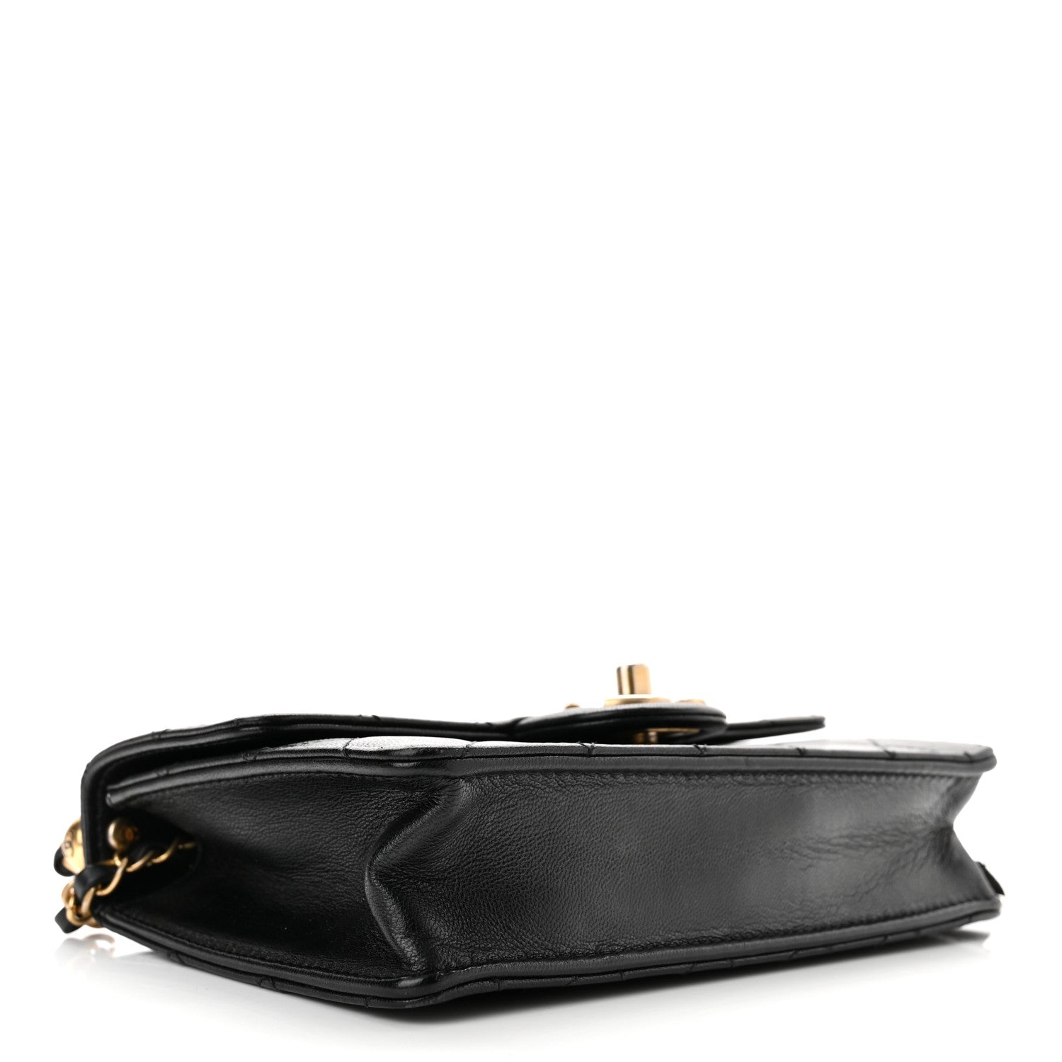 Chanel Goatskin Quilted Logo Small Chic Flap Black 4 of 11