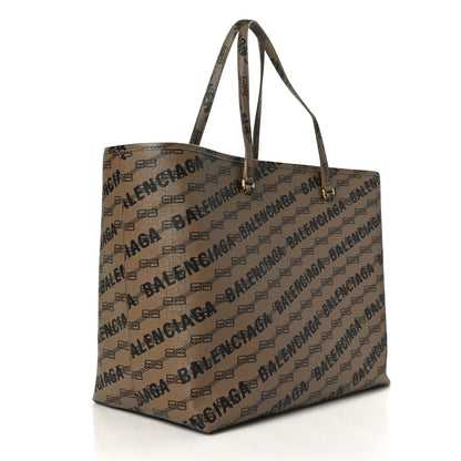 Balenciaga Coated Canvas BB Monogram Allover Logo Signature Tote Beige Brown Black 3 of 9