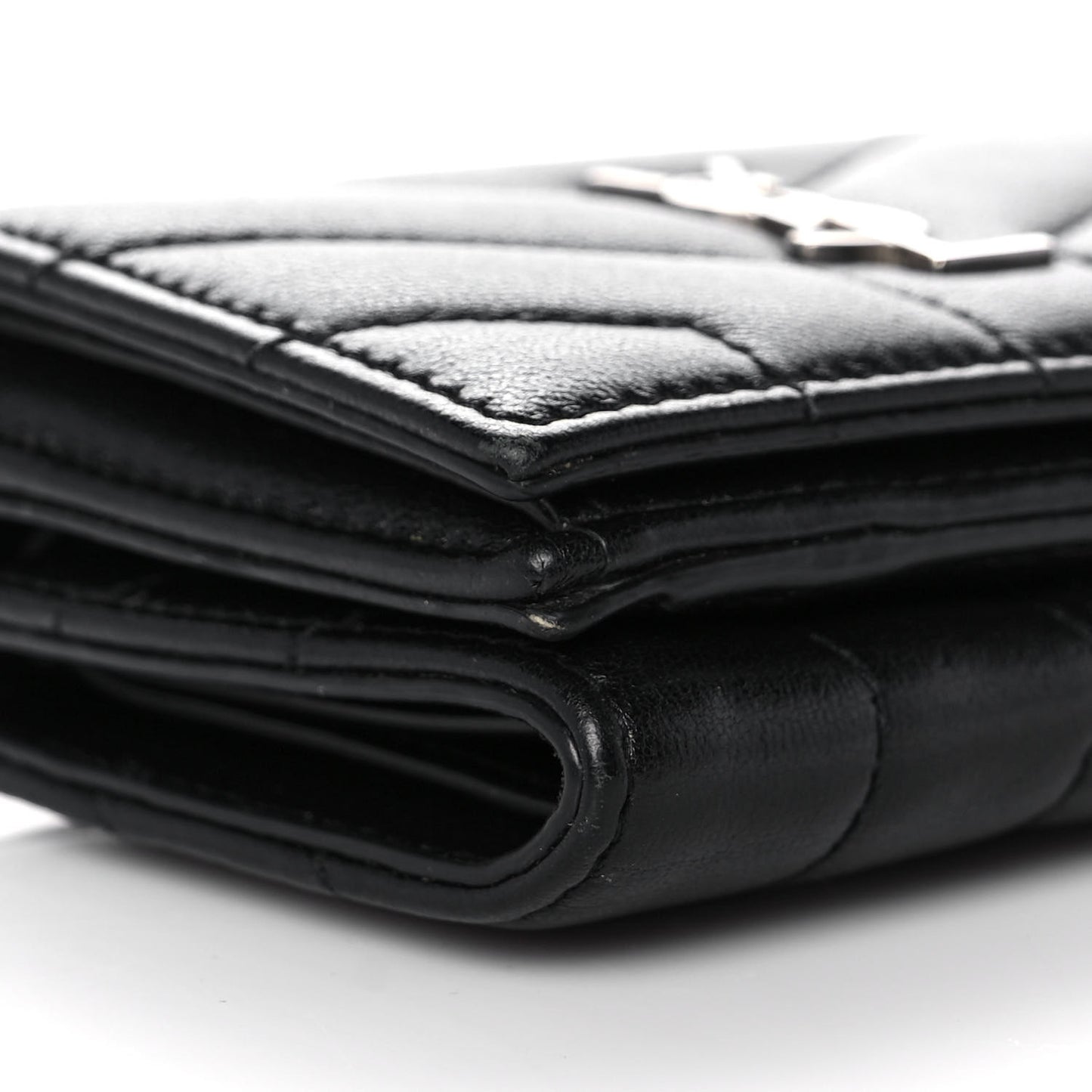 Lambskin Y Quilted Monogram Loulou Tiny Wallet Black