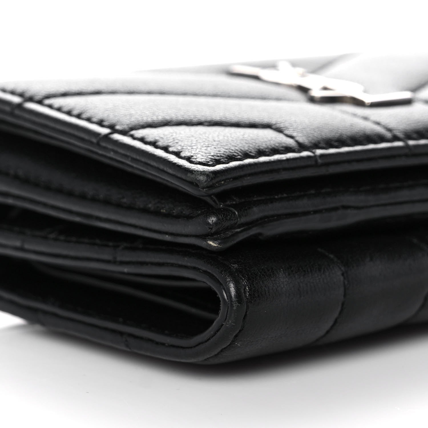 Saint Laurent Lambskin Y Quilted Monogram Loulou Tiny Wallet Black 8 of 12