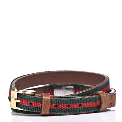 Gucci Stainless Steel Nylon 14mm Web G-Frame Square Double Wrap Quartz Watch Green 7 of 12