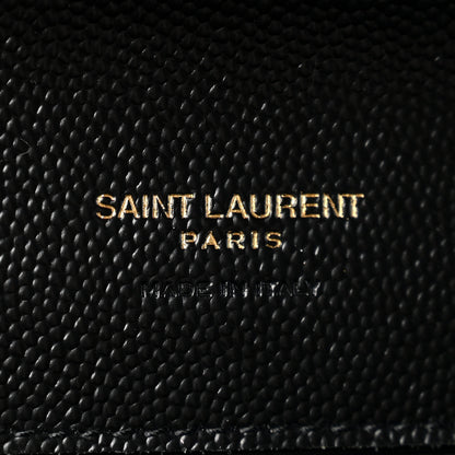 Saint Laurent Grain De Poudre Matelasse Chevron Monogram Envelope Clutch Black 6 of 12