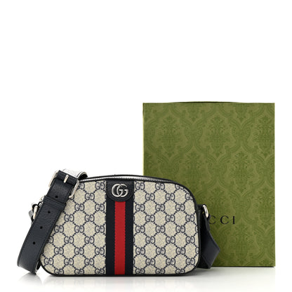 Gucci GG Supreme Monogram Textured Dollar Calfskin Web Small Ophidia Camera Bag Beige Blue 17 of 17