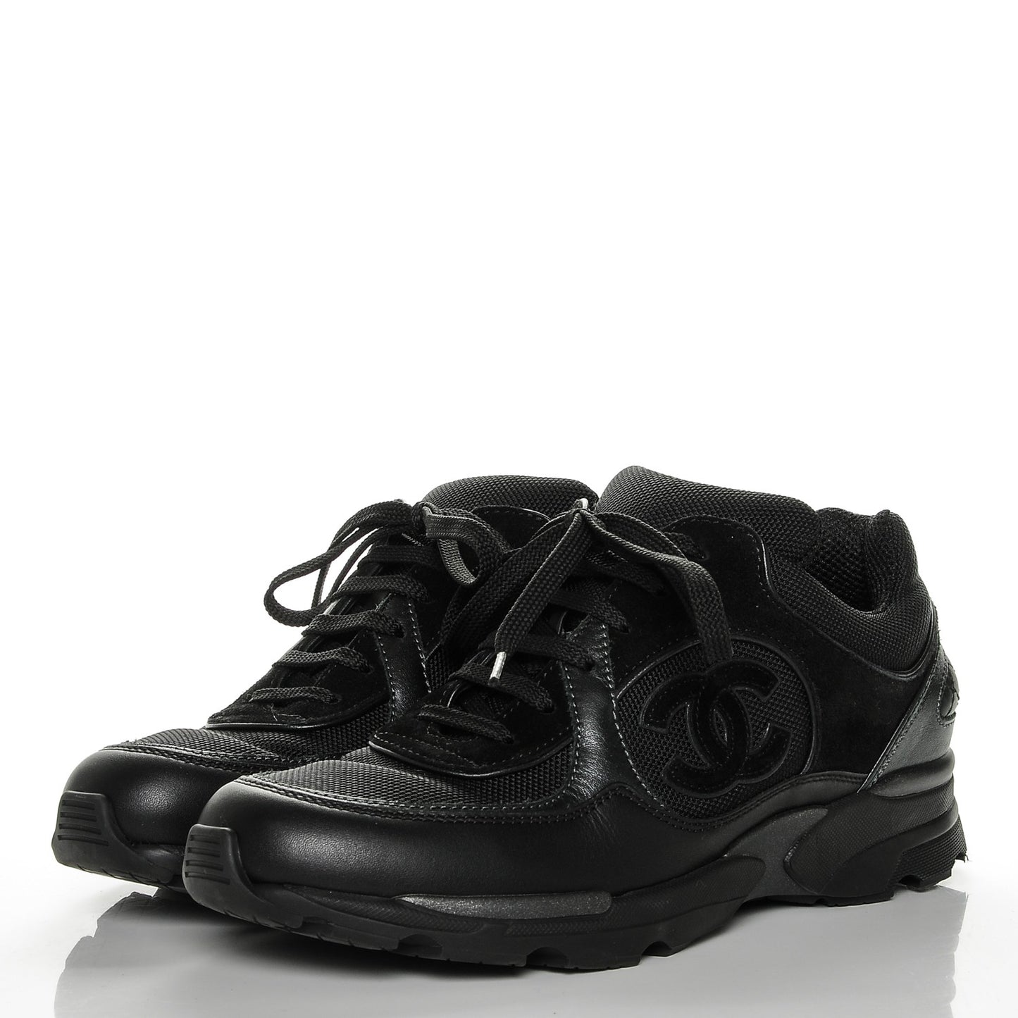 Suede Calfskin CC Sneakers 36 Black