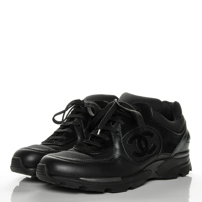Chanel Suede Calfskin CC Sneakers 36 Black 3 of 8
