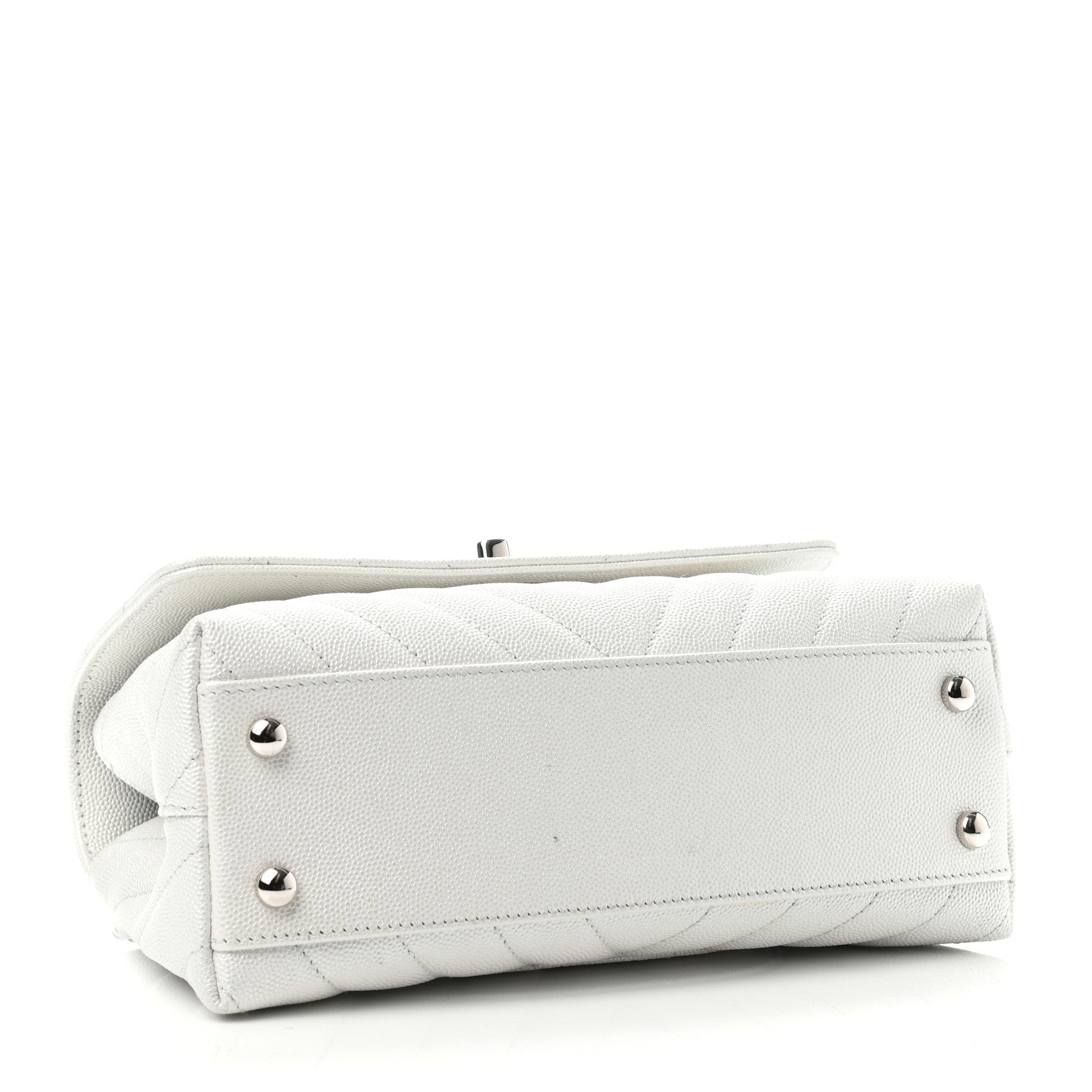 Chanel Iridescent Caviar Chevron Quilted Mini Coco Handle Flap White 3 of 4