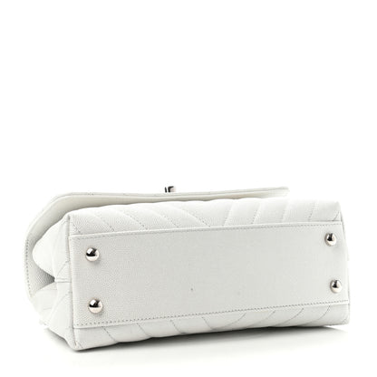 Chanel Iridescent Caviar Chevron Quilted Mini Coco Handle Flap White 3 of 4