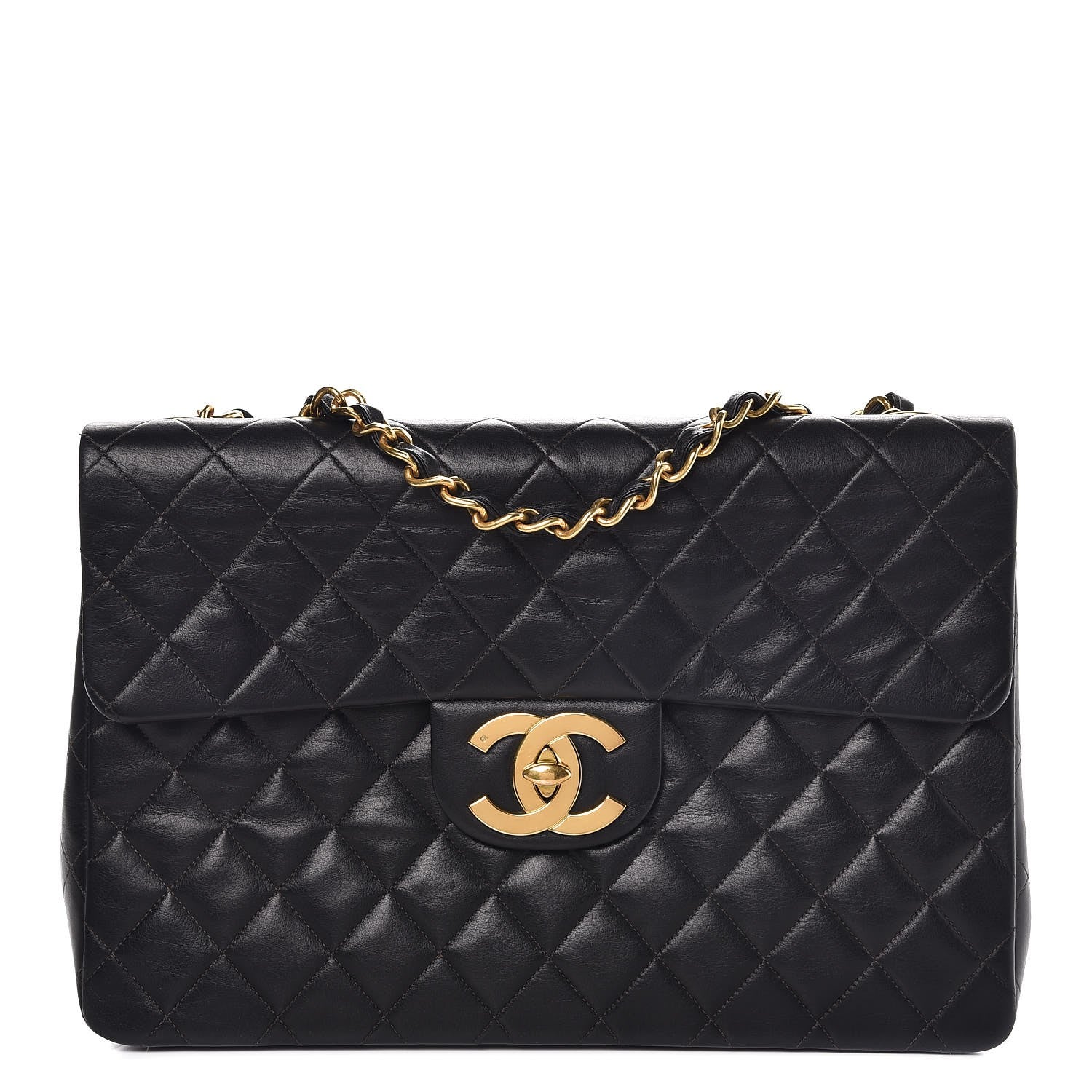 Chanel Lambskin Quilted XL Jumbo Single Flap Black 1 of 10