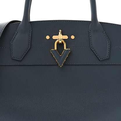Louis Vuitton Grained Calfskin Steamer MM Blue 8 of 12