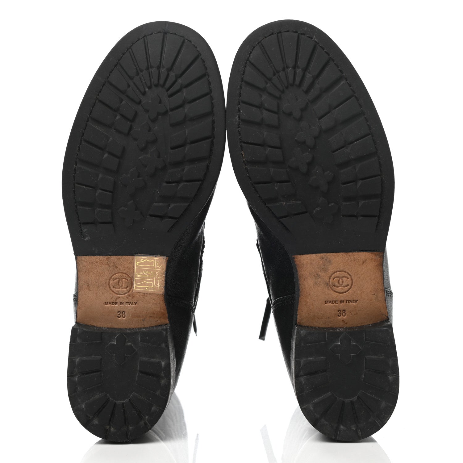 Chanel Sheepskin Quilted CC Tall Lace Up Combat Boots 38 Black 5 of 10