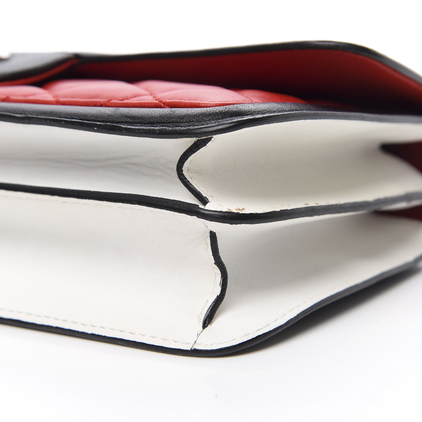 Lambskin Quilted Tri-Color Flap Red White Black