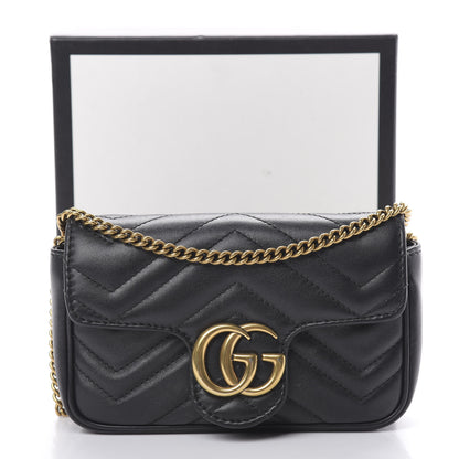 Gucci Calfskin Matelasse Super Mini GG Marmont Shoulder Bag Black 16 of 16