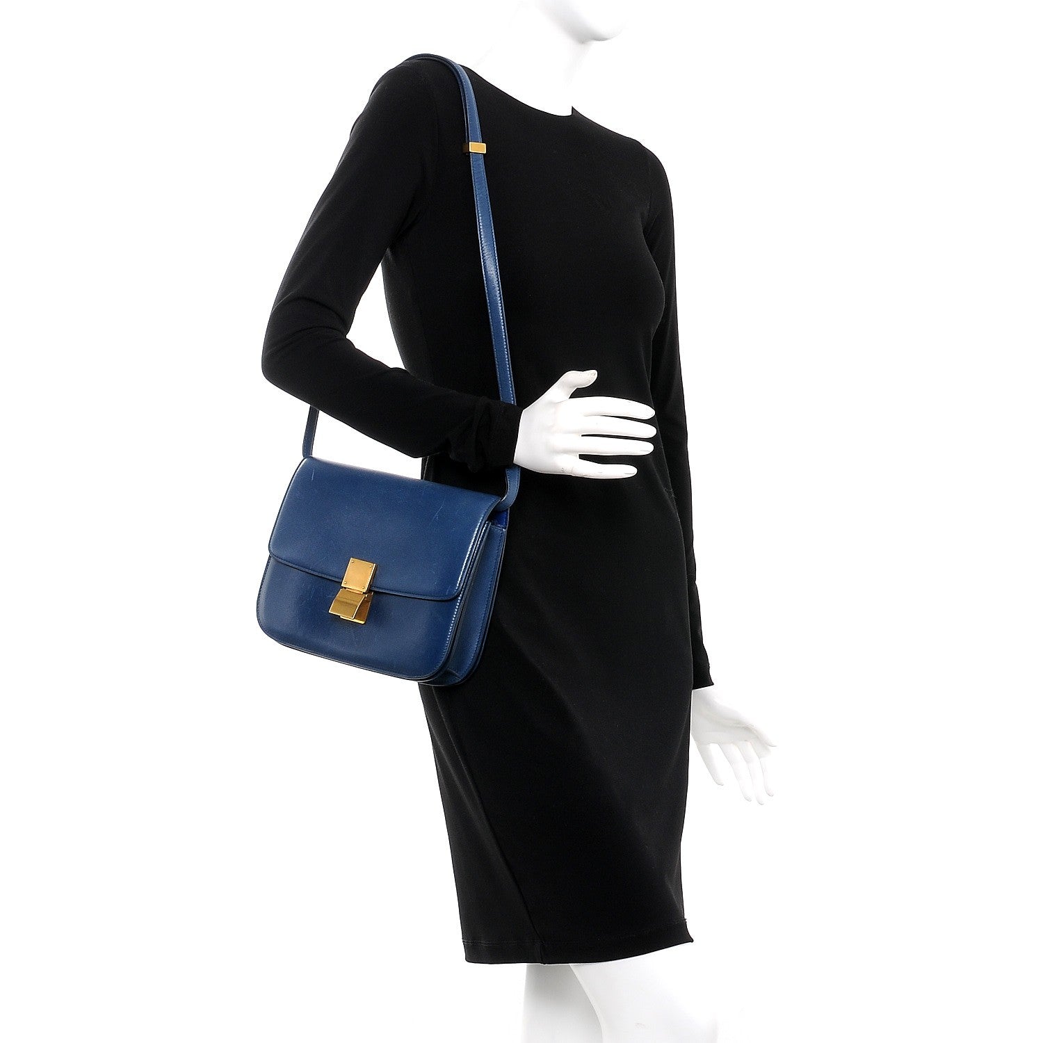 Celine Box Calfskin Medium Classic Box Flap Bag Blue 2 of 10
