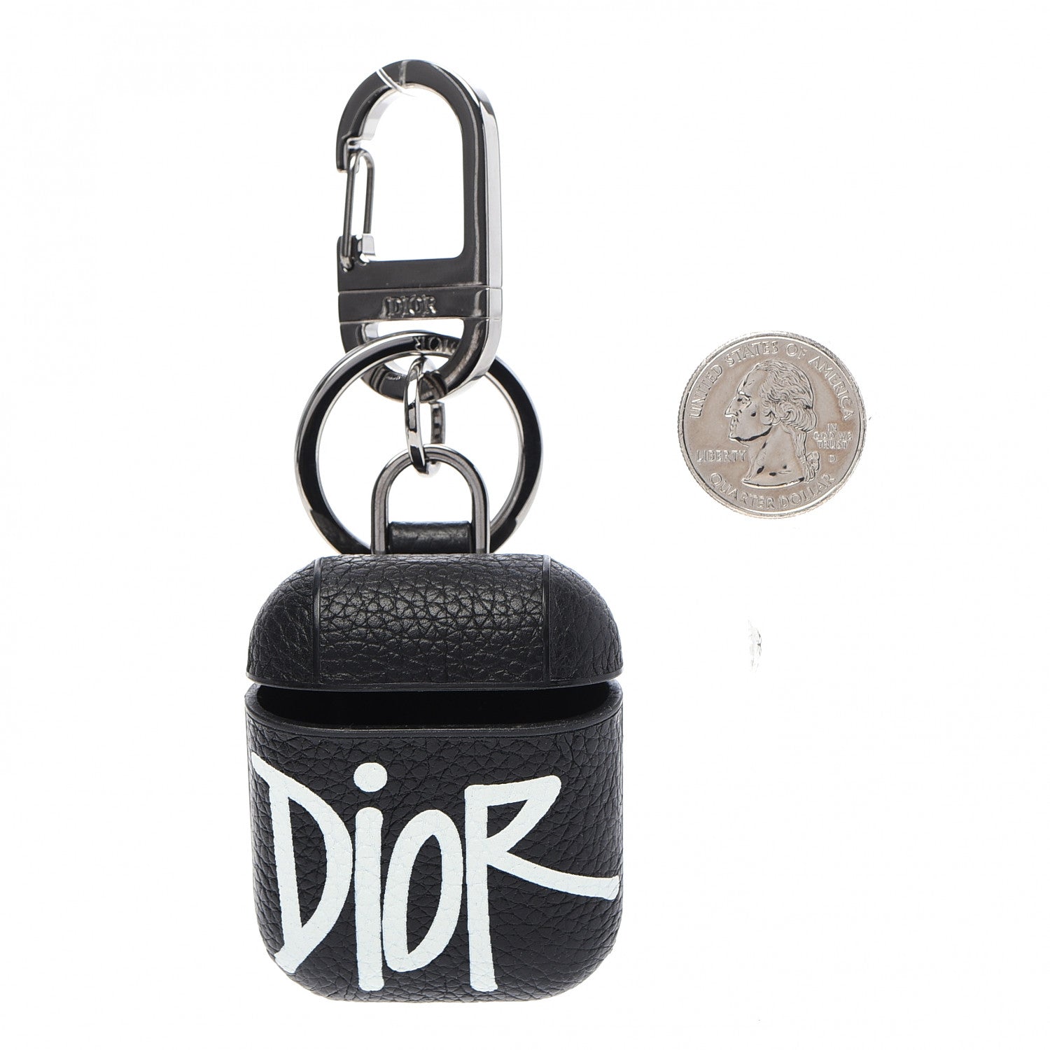 Christian Dior X SHAWN STUSSY Grained Calfskin Airpods Case Black 2 of 5