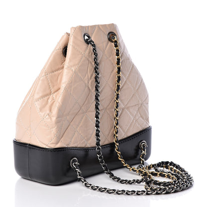 Chanel Aged Calfskin Quilted Small Gabrielle Backpack Beige Black 3 of 11