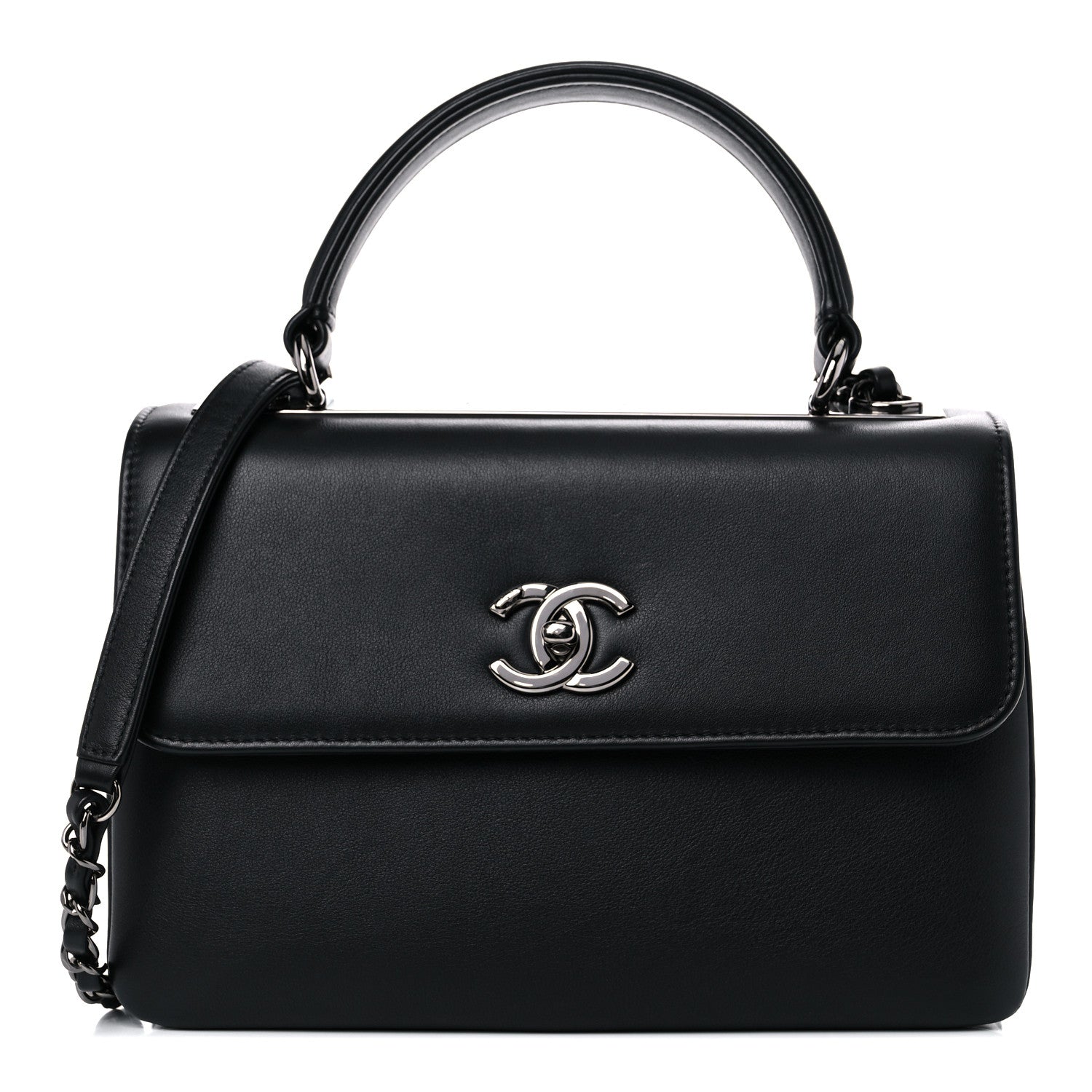 Chanel Calfskin Small Trendy CC Dual Handle Flap Bag Black 1 of 15