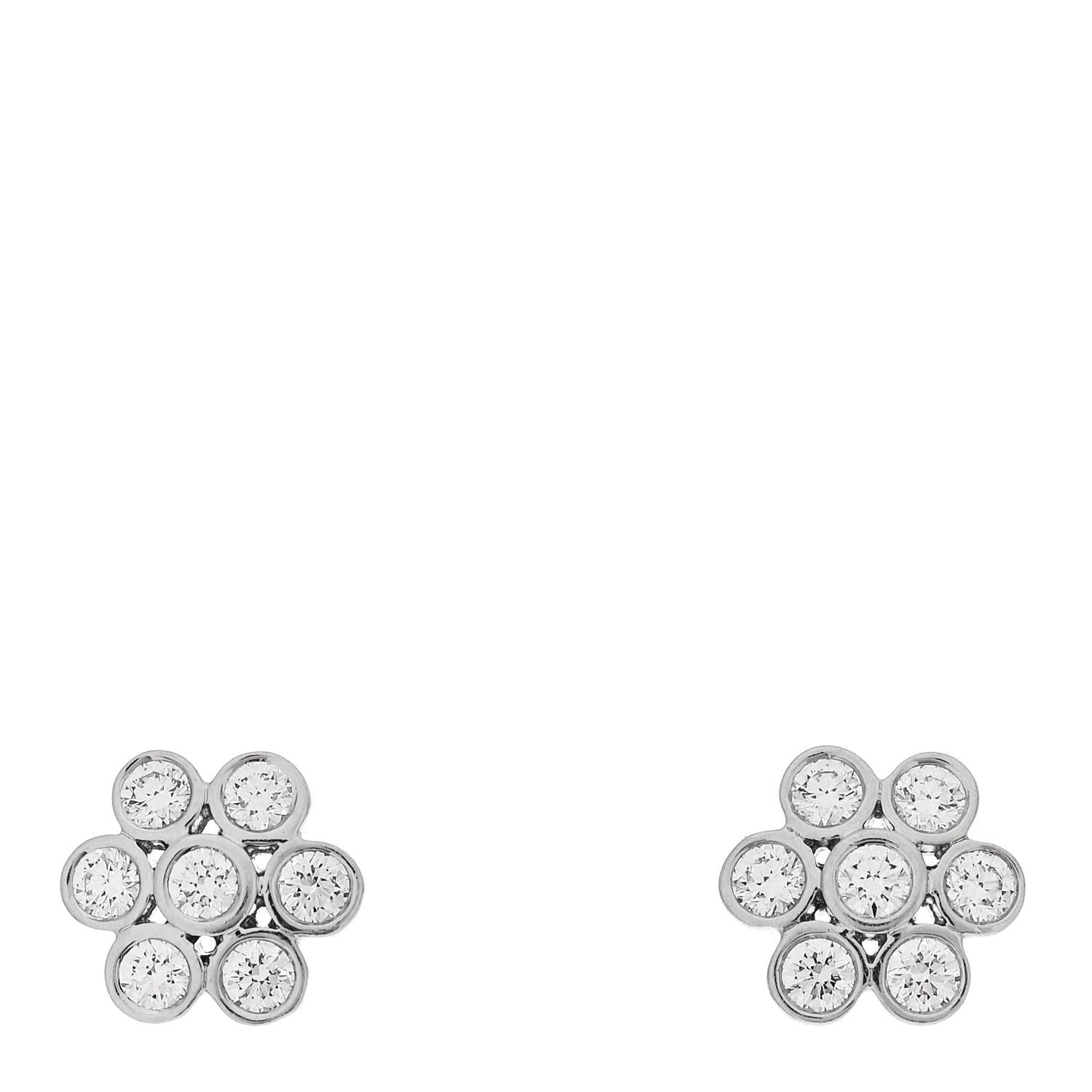 Tiffany Platinum Diamond Flower Earrings 1 of 4