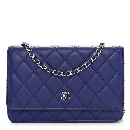 Chanel Lambskin Quilted Wallet On Chain WOC Blue Blue 1 of 12
