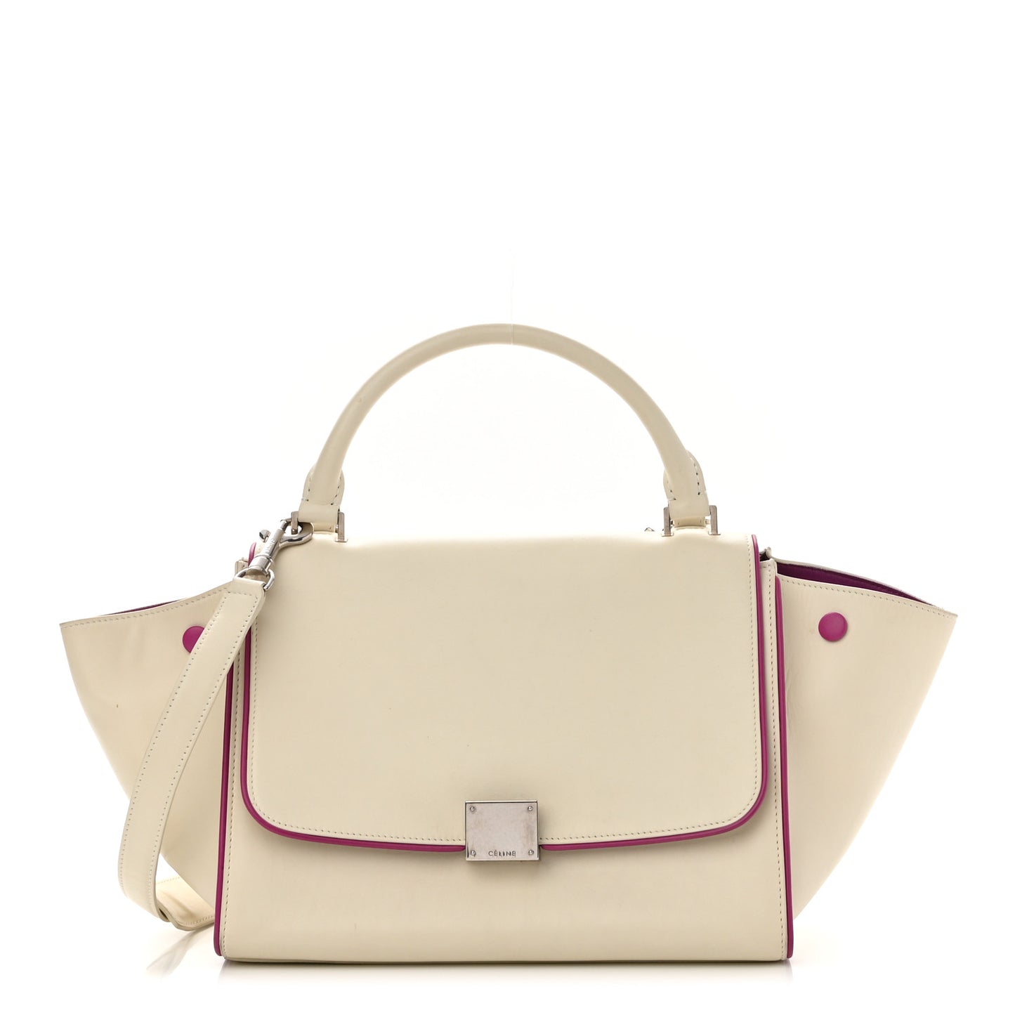 Smooth Calfskin Small Trapeze White Magenta