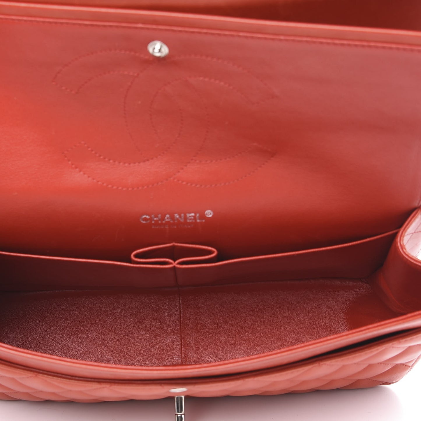 Lambskin Quilted Jumbo Double Flap Red